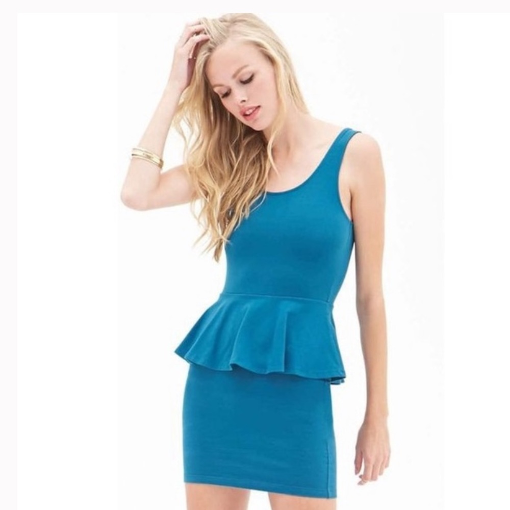 Forever 21 Teal Peplum Dress Size M